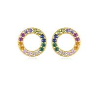 1pair Silver Earrings Micro-paved Zircon Large/Small Circle Hoop Stud Earrings For Women