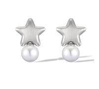 1pair Silver/golden Stainless Steel Earrings Star Imitation Of The Pearl For Women