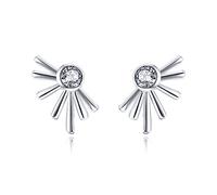 1pair Silver Round Hoop Earrings With Half Sun Wing For Women Punk Earrings