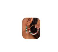 1Pair Simple Colorful Snowman Drop Piercing Circle Earrings for Woman Christmas Day Big Hoop Earrings Jewelry Festival Rave Round Hoop Earrings, M, Metal, No Gemstone