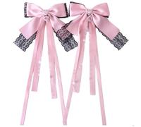 1Pair Soft Ribbon Bows Hair Clips In Solid Colors Stylish French Barrettes Fashion Hair Accessories For Ladies And Girls