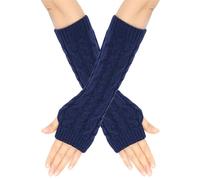 1pair Solid Arm Sleeves Casual Long Winter Covers Cosplay Anime Warmers For Everyday Wear Soft Arm Sleeves, Navy Blue, One Size