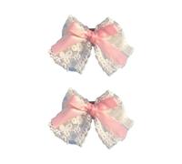 1pair Sweet Hair Clip Lace Ribbon Bowknot Shape Duckbill Hair Clip For Ponytail Hairpins For Teens Children