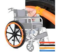 1pair Wheelchair Push Rim Covers, Freely Cut Adjust, Non Slip + Wear resistant, Rear Wheel Grips Cover, Easy Installation, for Four Seasons (Orange)