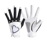 1Pair Women Golf Gloves Left Right Hand Value Soft Golfer PU Leather Non Slip Glove All Weathersof Grip(Black,19)