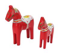 1Pair Wooden Swedish Dala Horse, Swedish Wooden Dala Horse Figurine, Color Painting Classical Handicraft, for Ornaments Decoration