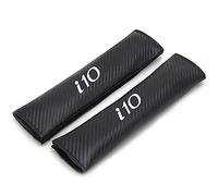 1Pairs Car Seat Belt Pads Comfort Harness Pads for Hyun-dai i10, Carbon Fiber Leather Shoulder Protector Cover Auto Interior Accessories,White