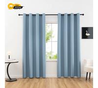 1Panel Solid 100% Blackout Curtains with Grommets, Total Privacy Drapes for Bedr