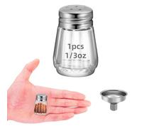 1Pc 0.3 OZ Mini Salt and Pepper Shakers - Small Mini Salt Shaker Clear Seasoning Shakers Tiny Glass Spice Containers, Portable Small Seasonging Jars for kitchen, Picnic (1, Silver)