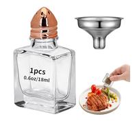 1Pc 0.6oz Mini Glass Salt & Pepper Shaker, Rectangular Glass Spice Shaker with Metal Lid, Small Clear Seasoning Bottles for Kitchen & Picnic (Rose Gold lid)