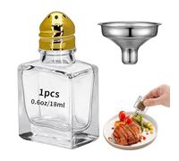 1Pc 0.6oz Mini Glass Salt & Pepper Shaker, Rectangular Glass Spice Shaker with Metal Lid, Small Clear Seasoning Bottles for Kitchen & Picnic (Gold lid)