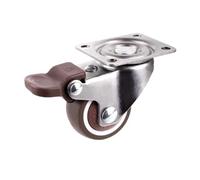 1pc 1/1.25/1.5/2 Inch Furniture Casters Wheels Rubber Swivel Castor Trolley With Brake(C-brake,1.5 inch)