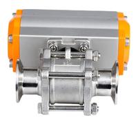 1pc 1-1/4" SS304 Three Piece Stainless Steel High Platform Tri Clamp Ferrule Type Ball Valve with Double Acting Cylinder
