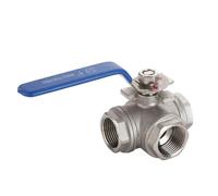 1PC 1/2" 3/4" 1" 2" Stainless Steel 304 BSP Thread Three 3 Way Ball Valve T-Type L-Type DN15 DN20 DN25 DN32 DN40 DN50(3/4",L Type)