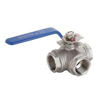 1pc 1/2" 3/4" 1" 2" Stainless Steel 304 BSPT Thread Three 3 Three Way Ball Valve T-Type L-Type DN15 DN20 DN25 DN32 DN40 DN50(3/4",L Type)