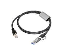 1pc 1.2m USB to Ethernet Cable, USB C to RJ45 Gigabit LAN Network Adapter, USB 3.0 A & Type C Male to RJ45 Connector