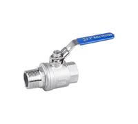 1pc 1/4“ 3/8“ 1/2” 3/4” 1” 1-1/4” 1-1/2” BSPT Female to Male Straight Two-Pieces Full Ports 304 Stainless Ball Valve(3/8")