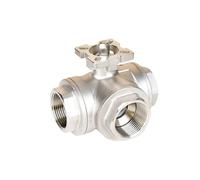 1pc 1/4" 3/8" 1/2" 3/4" 1" 2" SS304 Stainless Steel High Platform Three-Way Ball Valve T/L Type Female Thread DN8/DN10/DN15/DN20/DN25(1-1/4",T Type)