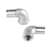 1Pc 1/4" 3/8" 1/2" 3/4" 1" BSPT Female Thread to 8mm 15mm 25mm 32mm Hose Barb Hosetail Elbow 90 Degree Connector SS304 Stainless(DN15 x Hose 20mm)