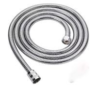 1pc 1.5/2/3M Black SUS304 Flexible Shower Hose Long Bathroom Water Extension Plumbing Pulling Tube Bath Accessories(Silver,1.5M)