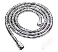 1pc 1.5/2/3M Stainless Steel Shower Hose High Pressure Replacement Spray Encryption Pipe Universal Titanium Gold Set(Silver,200cm)