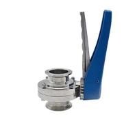 1pc 1.5" Ferrule O/D 50.5mm 64mm SS304 Stainless Steel Squeeze Trigger Flow Control Tri Clamp Butterfly Valve(Yellow,SS304_25MM Ferrule 50.5)