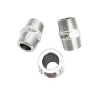 1pc 1/8" 1/4" 3/8" 1/2" 3/4" 1" BSPT NPT G Thread 304 Stainless Steel Equal Diameter Double Head Thread Pipe Fittings(NPT,1/8")