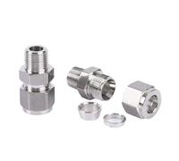 1pc 1/8" 1/4" 3/8" 1/2" BSPT NPT Male Thread to 3-12mm OD Tube 316 SS Double Ferrule Tube Fitting Stainless Steel(Tube 3mm,BSPT_1/4")