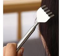 1PC 1 Retractable Back Scratcher Stainless Steel Telescoping Itch Relief Tool Manual Massage Handle for Elderly Home Travel Office, Silver