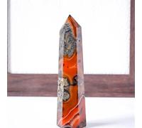 1pc 10-13cm red and Black Agate geode Tower Home Decoration Stone Crystal Collection