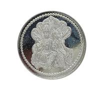 1Pc : 10 Grams Coin 999 Fine Silver Coin on Handmade Resin Decorative Gifting Plates Random Design and Color (Vishnu Lakshmi)