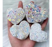 1pc 100-150g Carved Stones Crystal Crafts Raw Angel Aura Clear Quartz Heart Cluster Carving Craft for Gift Decoration