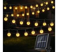 1pc 100/60/40/20LED Solar String Lights Outdoor Waterproof, Crystal Globe Lights with 8 Modes, Solar Powered Patio Lights for Garden Yard Porch Wedding Party Decor (Warm White/Multi-Coloured/White)
