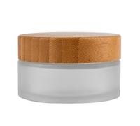 1PC 100ml/3.5oz Empty Frosted Glass Cream Jar with Wood Grain Lid Refillable Travel Makeup Cosmetic Face Lotion Cream Emulsion Container Bottle Storage Pot with Inner Linner