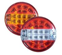 1PC 1030V 20 LED Round Car Rear Tail Light Brake Stop Turn for Signal Lamp Hamburger for Truck Lorry Van Trailer 3 Function(WhiteRed)