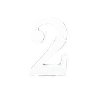 1pc 10cm White Wood Numbers 0-9 Wooden DIY Arabic Numerals Ornaments Art Crafts Standing Party Wedding Home Decor(Number 2)