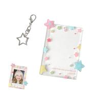 1Pc 10x9cm Kpop Photocard Holder,Id Card Holders,Lanyard with Card Holder, Acrylic Glitter Cover with Keychain, Five-Pointed Star Designed Protective Sleeve, Cute Clear Case for ID Badge Display