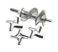1pc 115mm Meat Grinder Screw SS-989843 and 3pcs Blade,Compatible for Moulinex， HV2 ME20 HV3 HV4 DR7 ME4 ME51 HV8 Grinding Blades Easy-Clean,Detachable,Washable