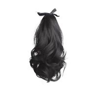 1pc 12-inch Synthetic Clip Ponytail Wig With Wavy Fake Short Curly Hair Clamped On A For Woman's Black(6)