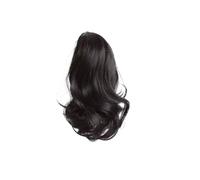 1pc 12-inch Synthetic Clip Ponytail Wig With Wavy Fake Short Curly Hair Clamped On A For Woman's Black(3)