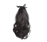 1pc 12-inch Synthetic Clip Ponytail Wig With Wavy Fake Short Curly Hair Clamped On A For Woman's Black(8)
