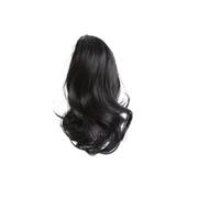1pc 12-inch Synthetic Clip Ponytail Wig With Wavy Fake Short Curly Hair Clamped On A For Woman's Black(2)