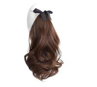 1pc 12-inch Synthetic Clip Ponytail Wig With Wavy Fake Short Curly Hair Clamped On A For Woman's Black(10)