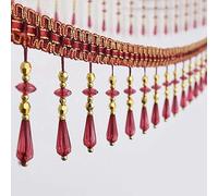 1pc 12 Yards Crystal Beaded Fringe Trim - Elegant Tassel Lace for Tablecloths & Piano Covers(Red)