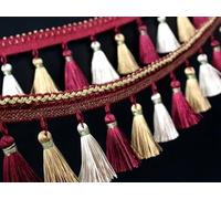 1pc 12 Yards Decorative Fringe Trim - Elegant Polyester Braid Lace for Sewing, Curtains, and Tablecloths - Home Decor(Red)