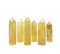 1pc 12cm Citrine Tower Hexagonal Stone Home Decor for Office Desk