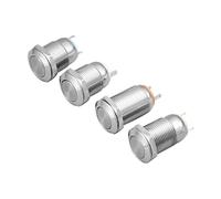 1Pc 12mm Metal Push Button Switch Latching/Momentary Waterproof and Flame Retardant High/Flat Round 2 Pins Nickel Plated Brass(Ping,Self-Reset)