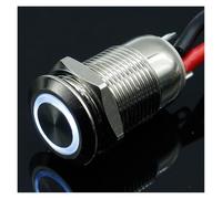 1PC 12MM with LED 12V 24V 220V Metal Push Button Switch Illuminated(White,24V)
