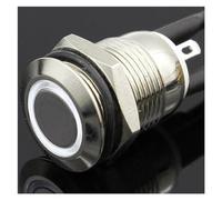 1PC 12MM with LED 3V 5V 12V 24V 220V metal button switch instantaneous button automatic reset waterproof luminous(White,5V)