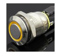 1PC 12MM with LED 3V 5V 12V 24V 220V Metal Button Switch Momentary push button auto reset waterproof illuminated IDGTTLDF(Yellow,220V)